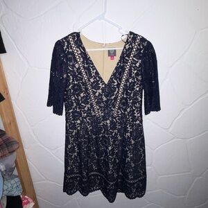 Vince Camuto Navy and Cream Lace Dress
